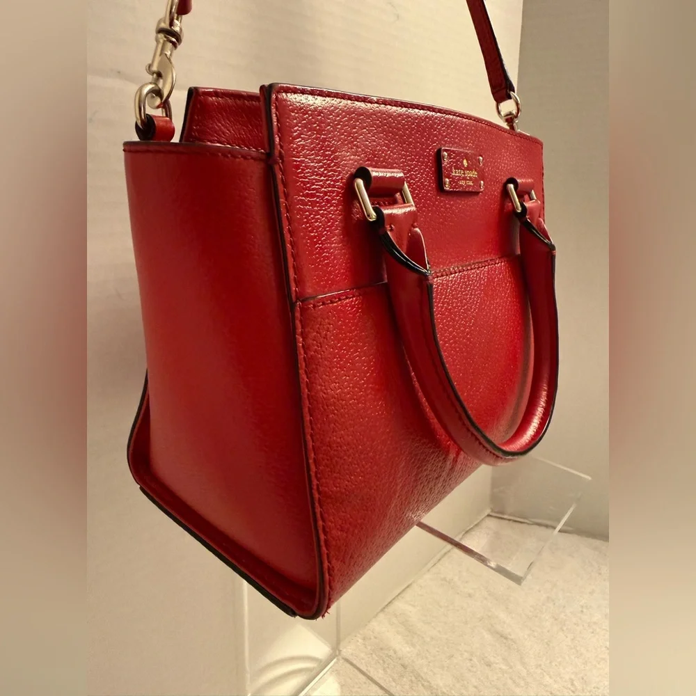 Kate Spade Grove Street Lana Satchel Red Pebbled Leather Crossbody
